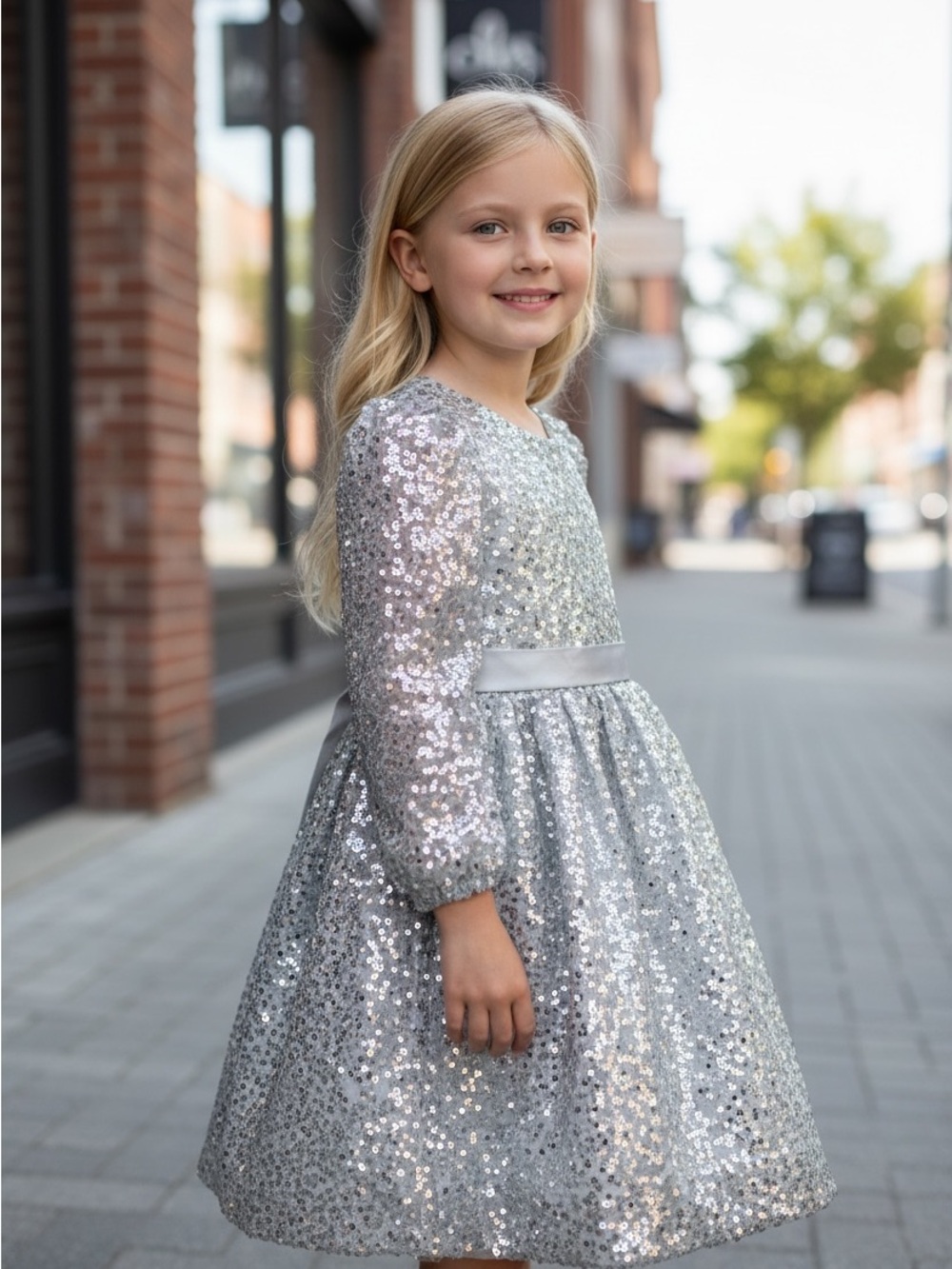 Kensie Girl Silver Sequin Party Dress